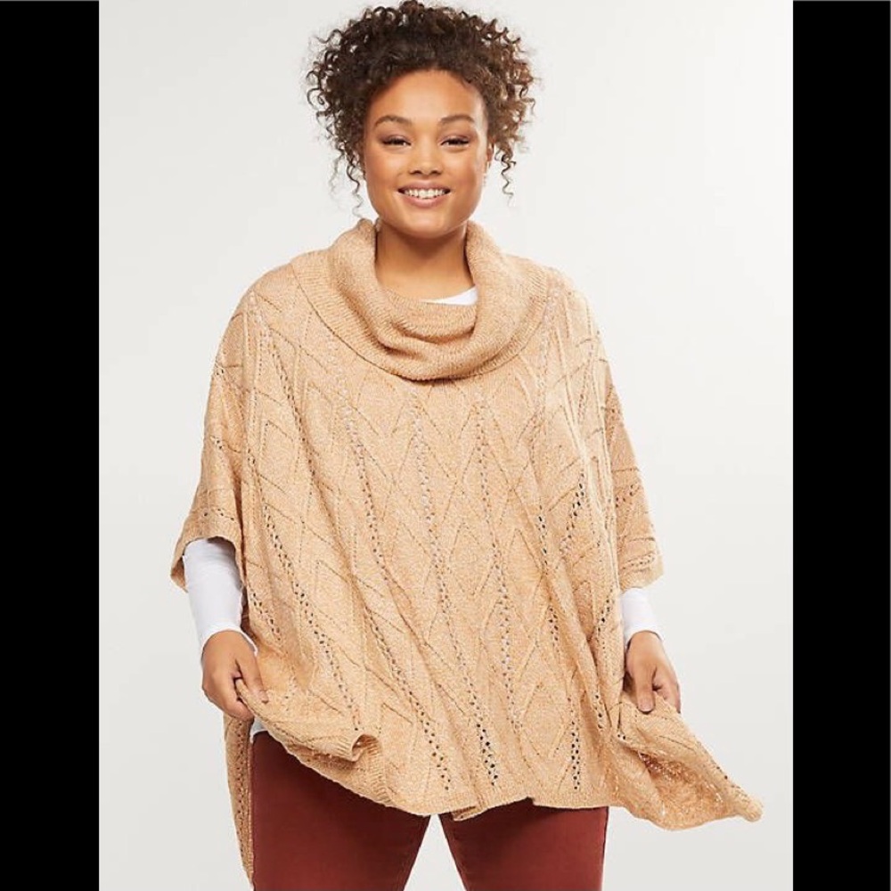 🆕NEW! Cable Knit Cowl-Neck Poncho Overpiece